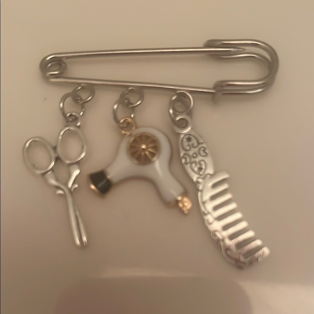 Silver Hair Styling Charm Brooch